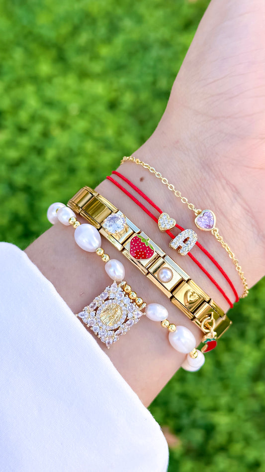 Pulsera Hilo + Inicial con Zircones