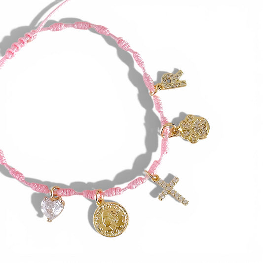 Pulsera Hilo Rosado Mis intenciones joya mujer enchapado oro 18k pulsera accesorio