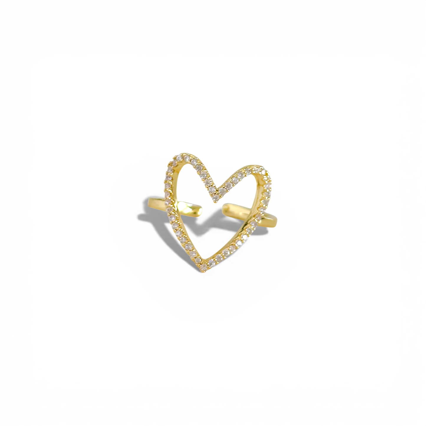 Anillo corazón con circonita enchapado en oro 18K hipoalergénico - D'march Designs Chile