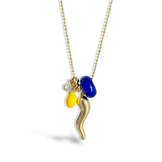 Cadena charms cornicello enchapada en oro 18K hipoalergénica - D'march Designs Chile
