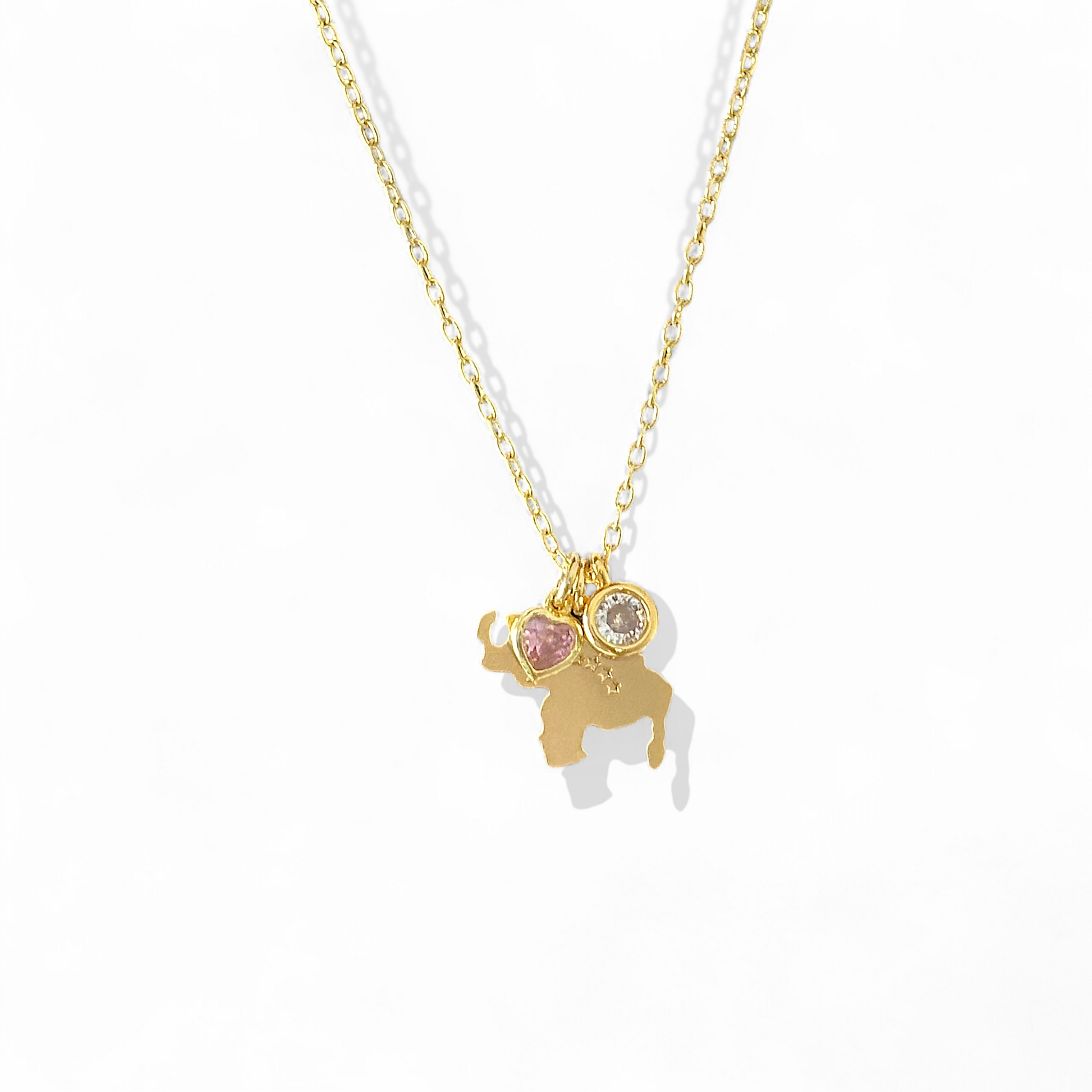 Cadena charms con mapa de Venezuela y corazón rosa enchapada en oro 18K hipoalergénica - D'march Designs Chile
