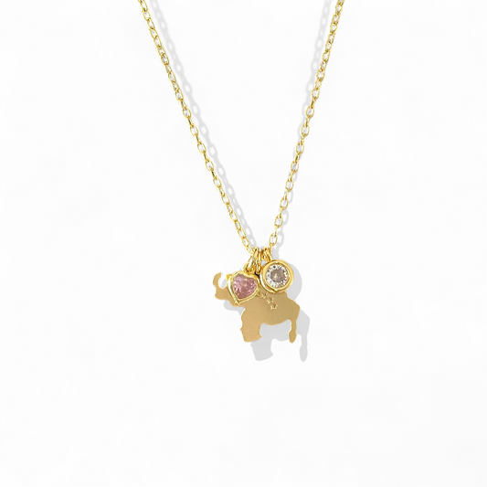 Cadena charms con mapa de Venezuela y corazón rosa enchapada en oro 18K hipoalergénica - D'march Designs Chile