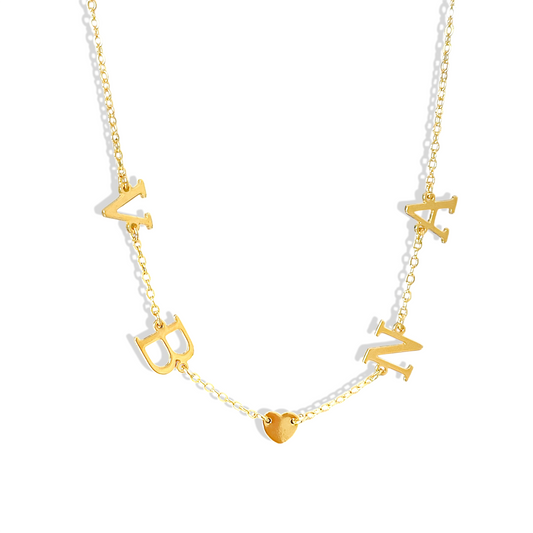 Cadena Elisa con 4 iniciales personalizadas enchapada en oro 18K hipoalergénica - D'march Designs Chile