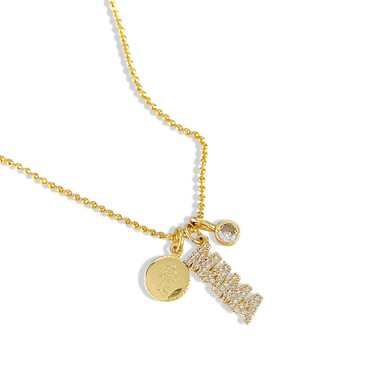 Cadena mamá con dije niña incluye empaque de regalo enchapada en oro 18K hipoalergénica - D'march Designs Chile
