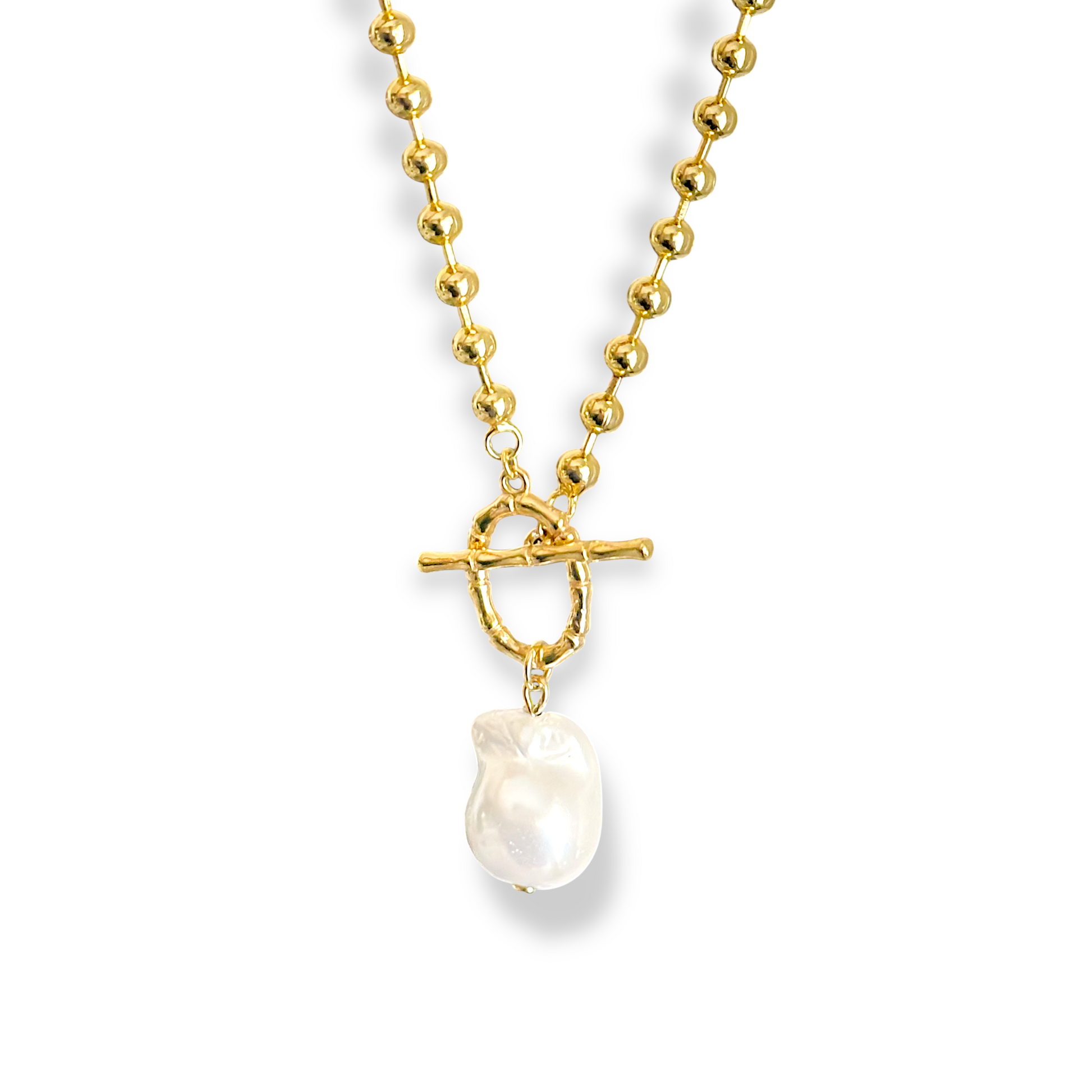 Cadena con perla barroca enchapada en oro 18K hipoalergénica - D'march Designs Chile