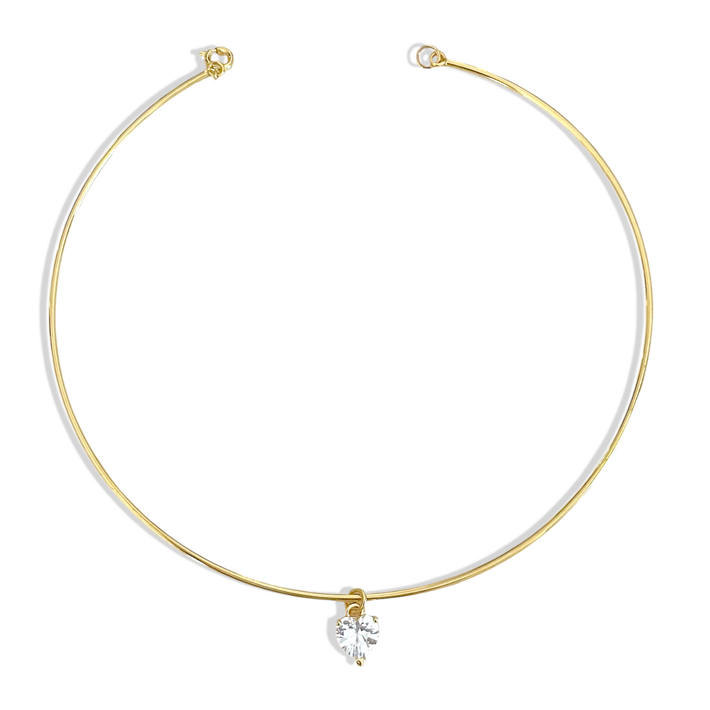 Choker rígido con corazón de cristal enchapado en oro 18K hipoalergénico - D'march Designs Chile