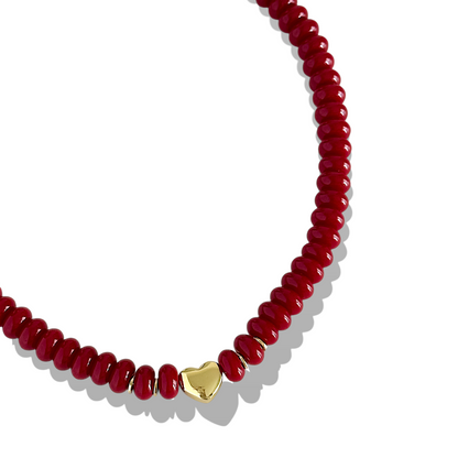 Collar corazón carmesí enchapado en oro 18K hipoalergénico - D'march Designs Chile