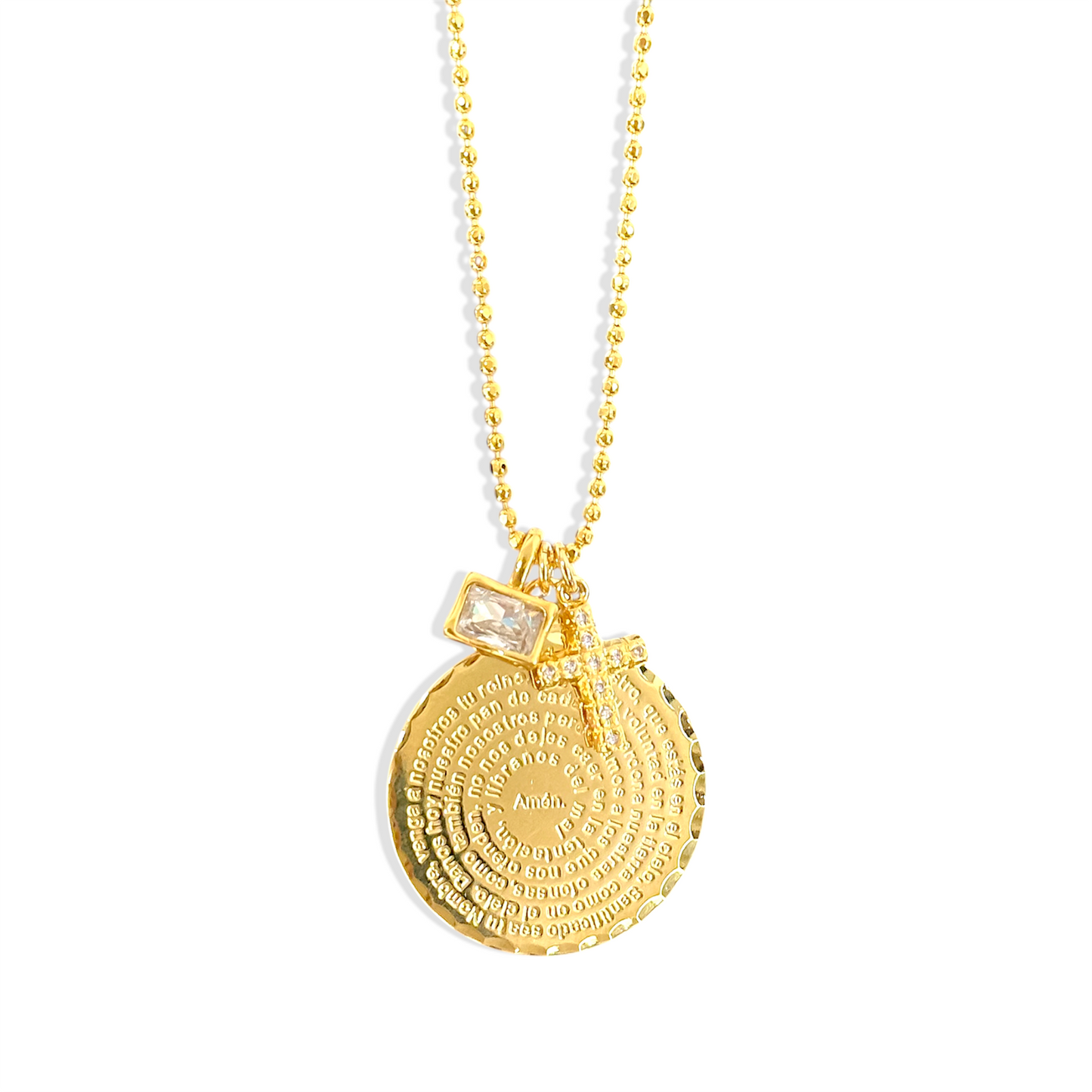 Collar medalla Padre Nuestro enchapado en oro 18K hipoalergénico - D'march Designs Chile