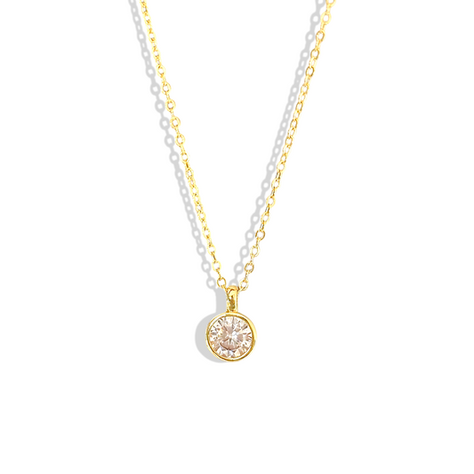 Collar punto de luz con cristal central en engaste enchapado en oro 18K hipoalergénico - D'march Designs Chile