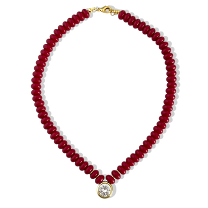 Collar rojo oscuro punto de luz enchapado en oro 18K hipoalergénico - D'march Designs Chile