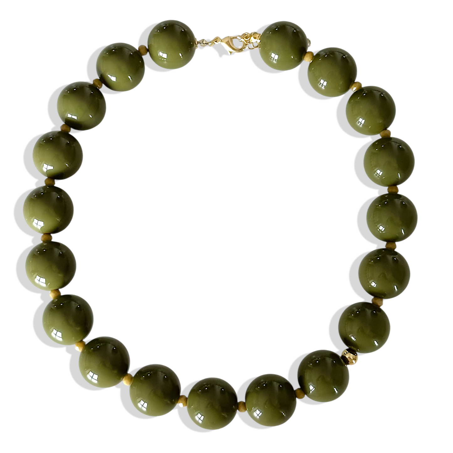 Collar verde oliva 18mm enchapado en oro 18K hipoalergénico - D'march Designs Chile