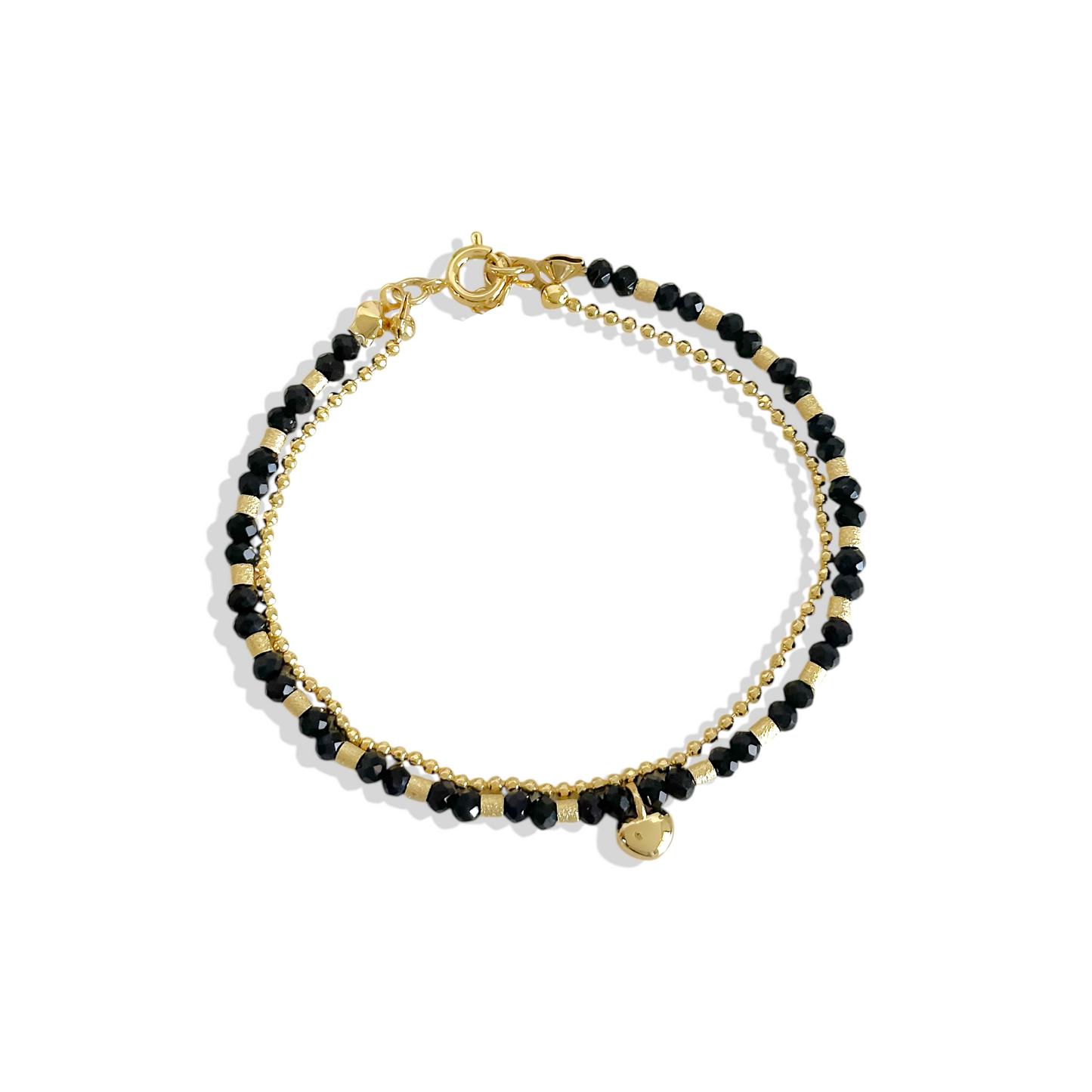 Pulsera doble con corazón enchapada en oro 18K hipoalergénica - D'march Designs Chile